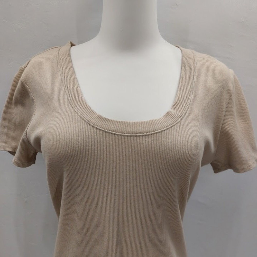 Z Supply Ribbed Tee Women's Large Beige Scoop Neck Soft Girl Contemporary - Picture 5 of 8